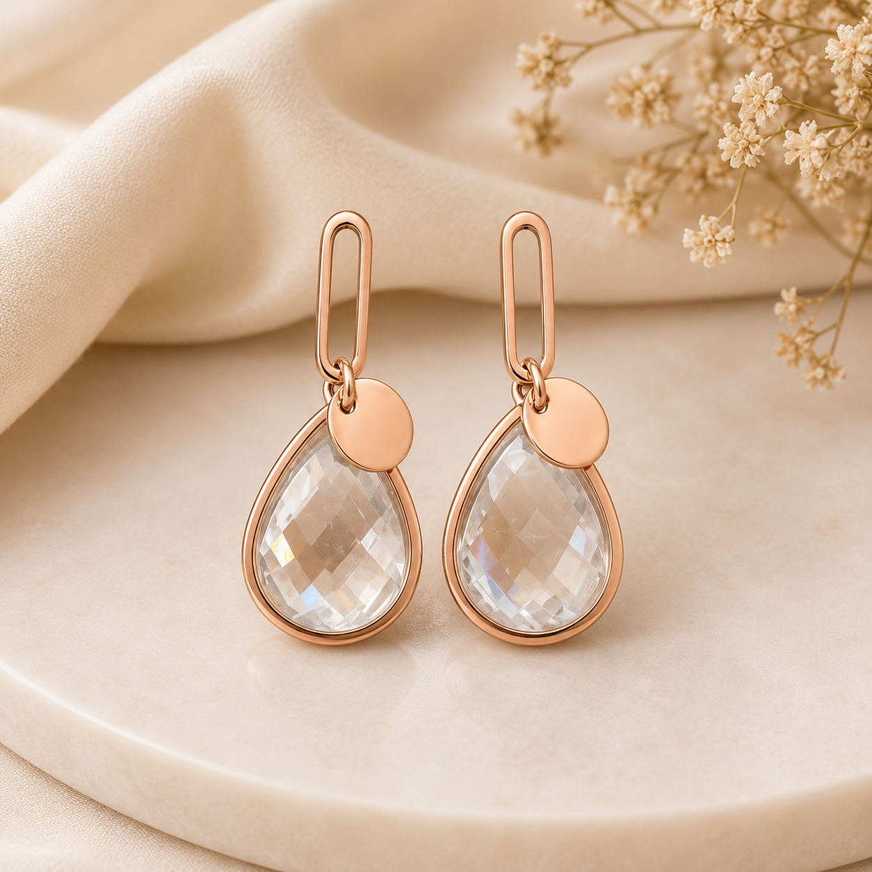 Anti-Tarnish Rose Gold Earring