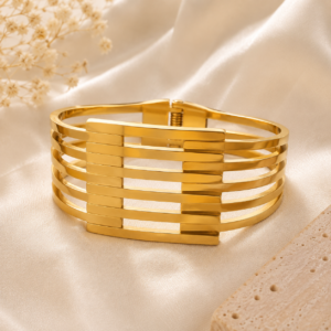 Gold Woven Cuff Bracelet for Women