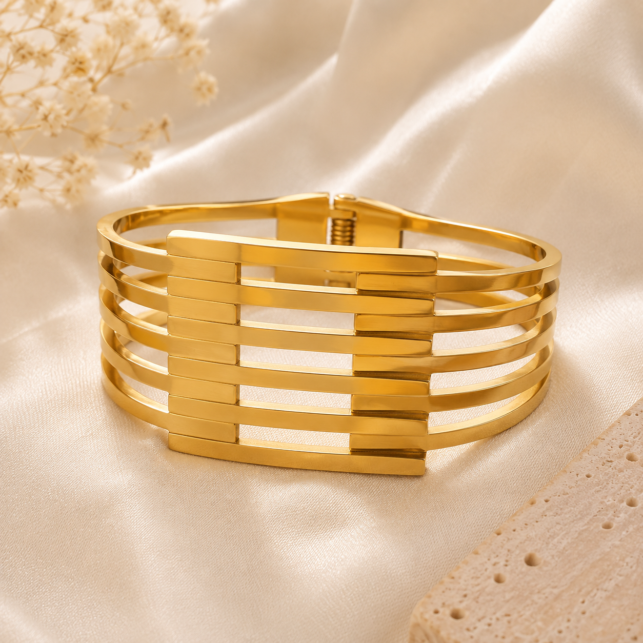 Gold Woven Cuff Bracelet for Women