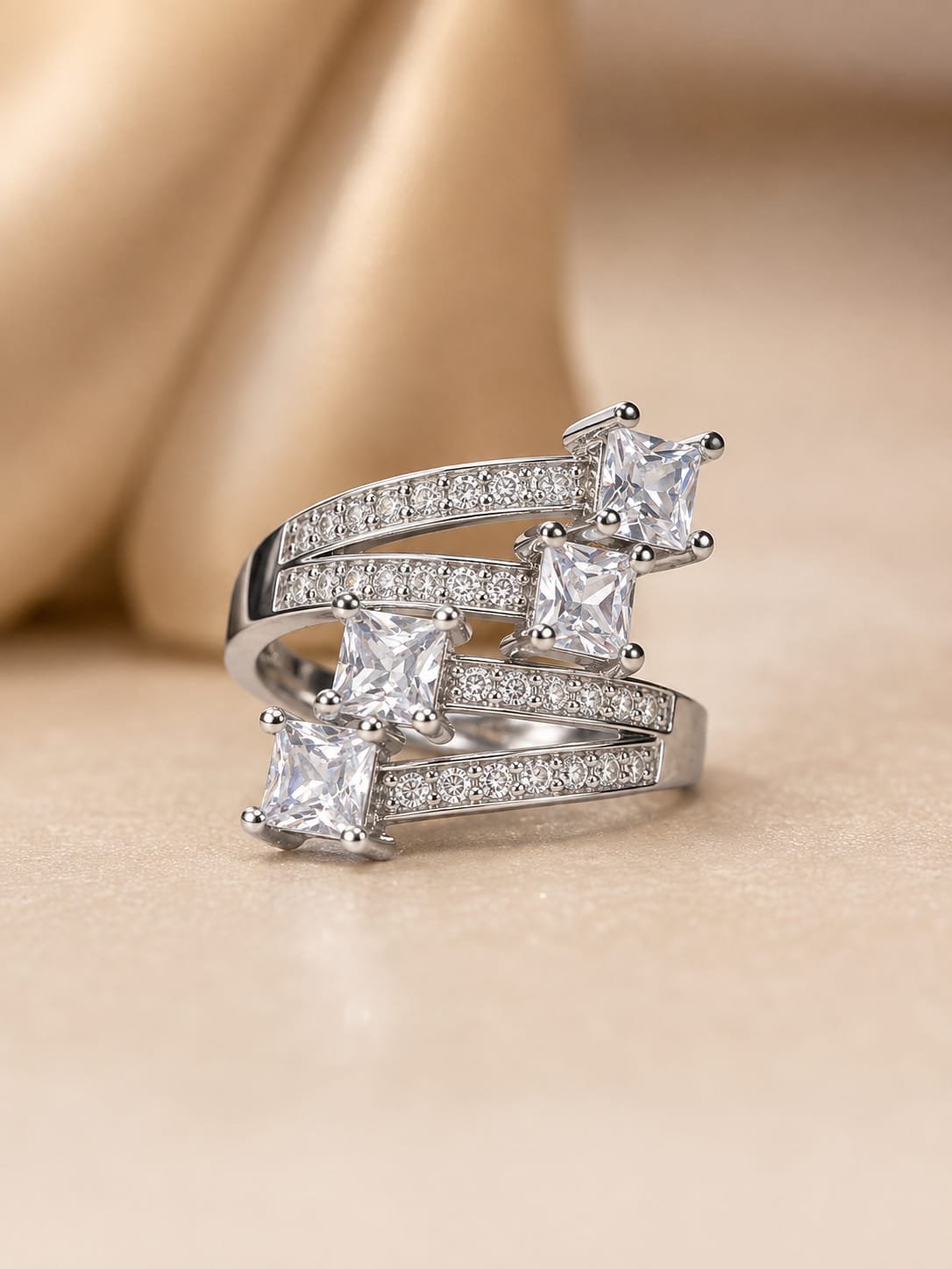 Anti Tarnish Silver Ripple Ring